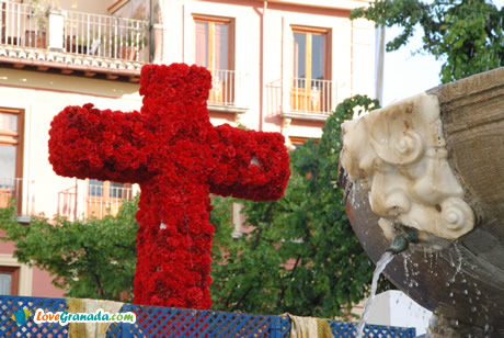 red cross and fountain