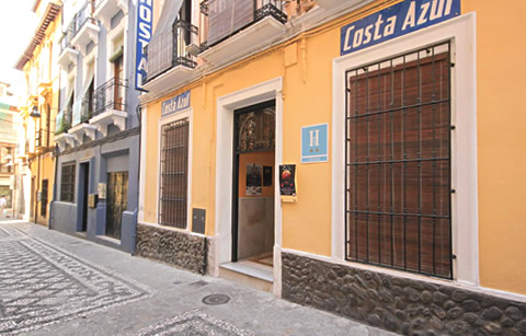 entrance to the costa azul hostel building