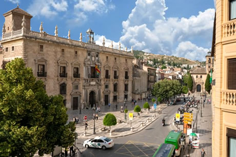 view of the plaza nueva from the balcony of the venecia gomerez hostel
