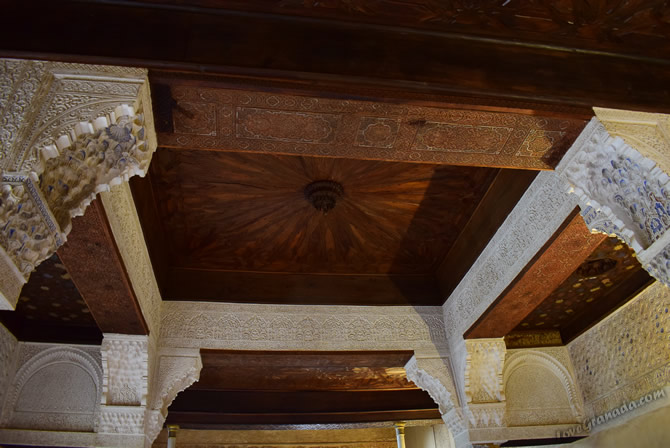 wooden ceiling of the mexuar