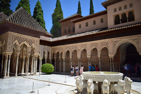 alhambra of granada, lions palace view