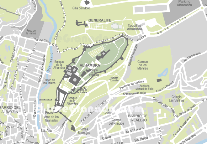 map of alhambra surroundings