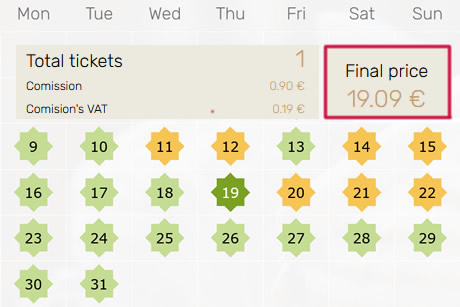 alhambra prices calendar