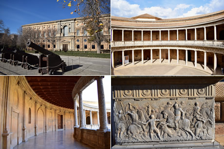 different views of the palace of carlos v of the alhambra