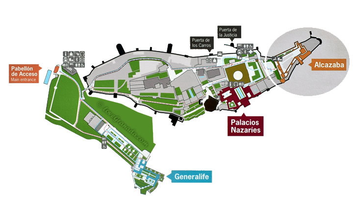 location of the citadel within the alhambra enclosure