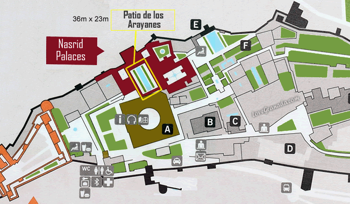 location map of the patio de los arrayanes
