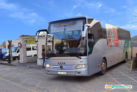 a bus at the stop in bubion