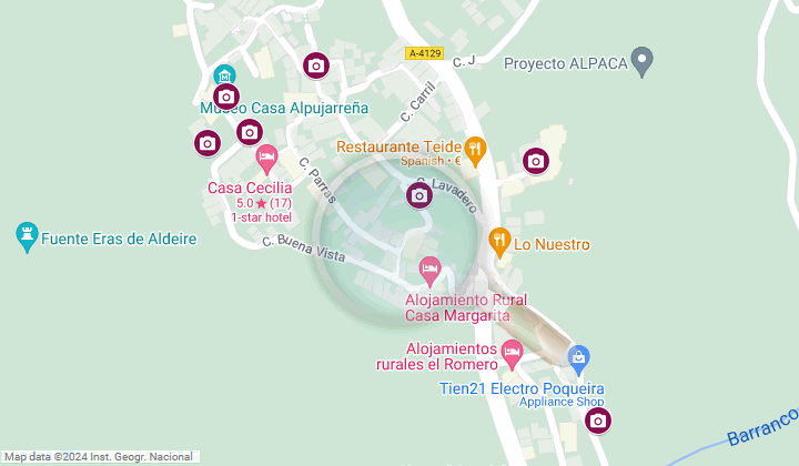 map of corners, streets and fountains to see in bubion