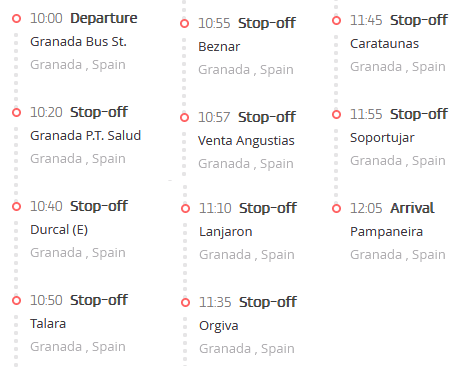 granada alpujarra bus stops