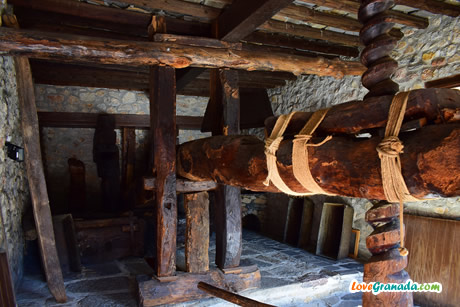 ancient beam press in the museum of lanjaron