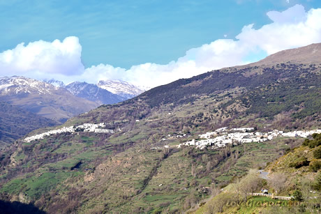 view of three white villages in poqueira ravine