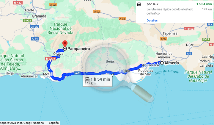 map how to get from almeria to the alpujarra