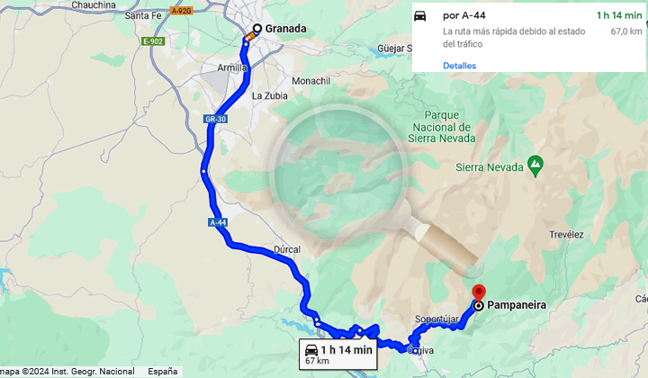 map how to get from almunecar to the alpujarra
