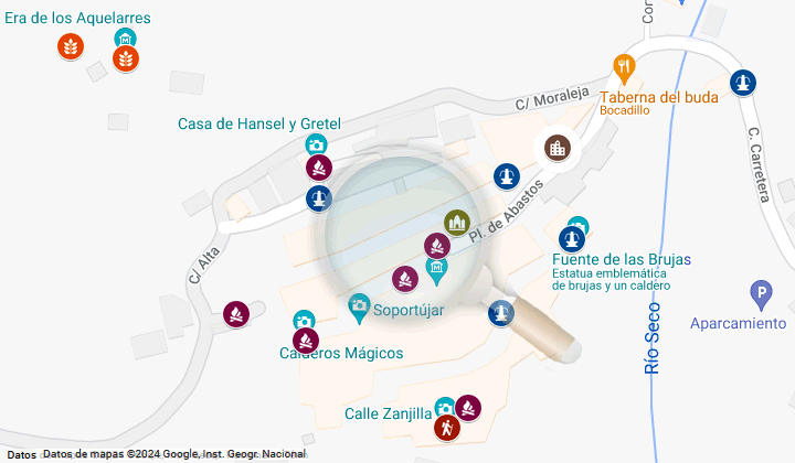 tourist map of sportujar, streets, attractions and fountains to see in soportujar