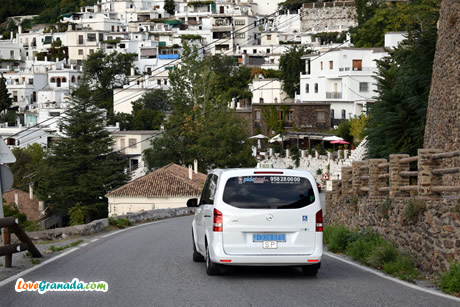 taxi on the road near pampaneira in the alpujarras