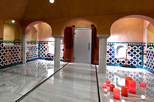 interior of the royal ahlambra spa and arab baths in granada