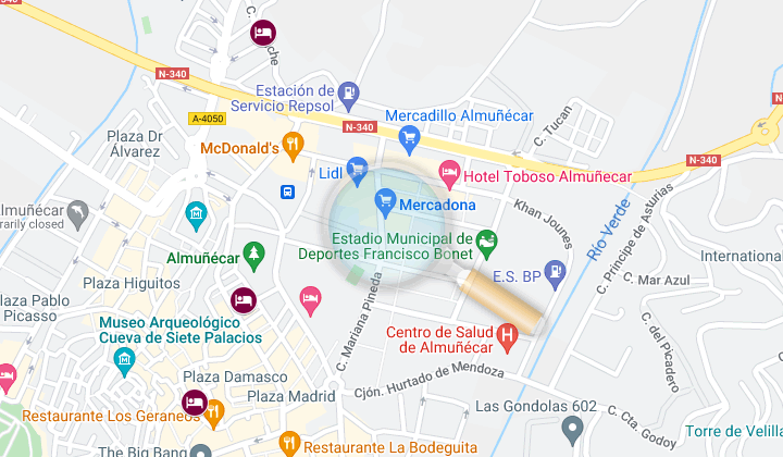 map of the best hostels in almuñecar