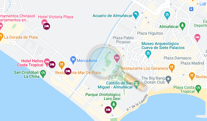 map of the best hotels in almuñecar