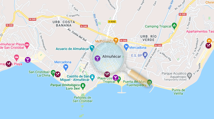 map of the best restaurantes in almuñecar