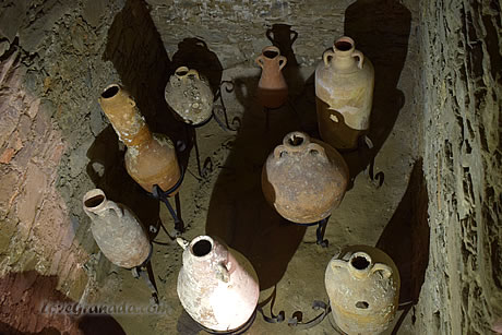 old cerramic jars in one of the niches in the archaeological museum