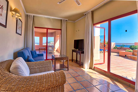 covered terrace with views in almunecar playa spa hotel