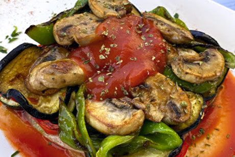 a plate of grilled vegetables in the restaurant in andalusi