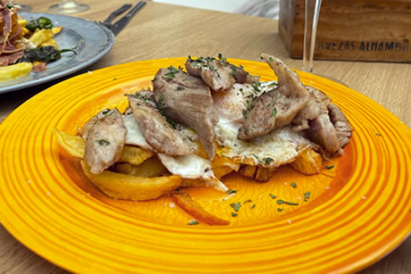 plate of pork tapas in the higuitos bar in almuñecar