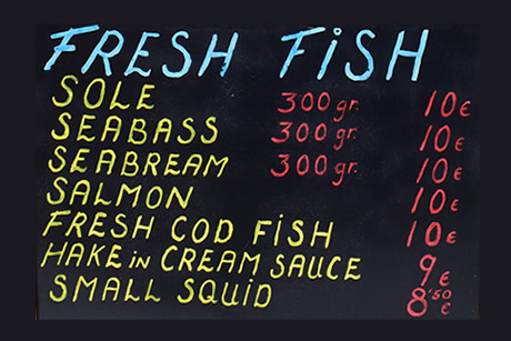 menu with prices of the sabina restaurant in almuñecar