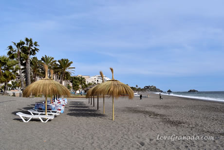 parasols on the beach of sant cristobal