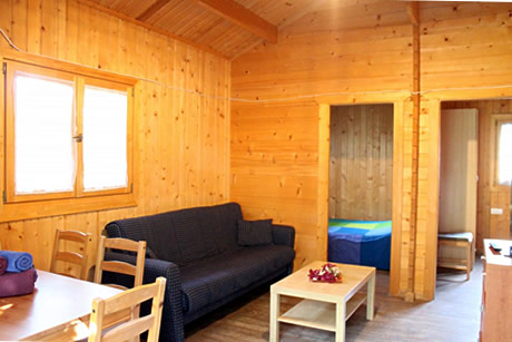 interior of wooden house in tropical camping