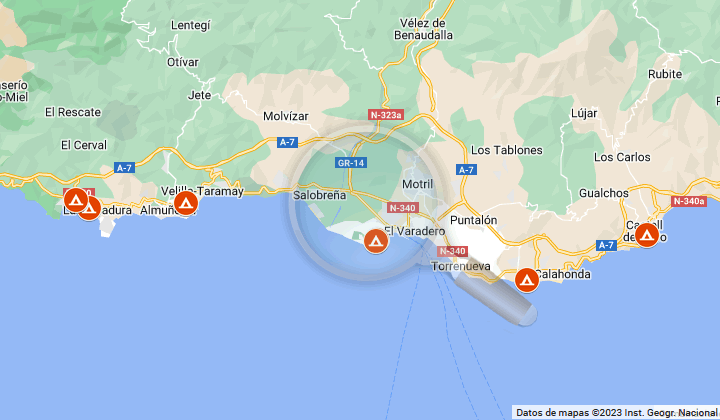 map of all campsites in granada costa tropical