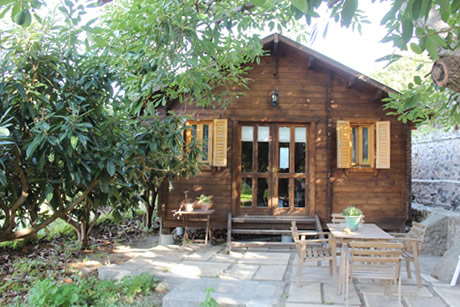 tropical bungalow entrance