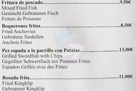 prices of the restaurant gaviota in la herradura