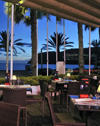 view of the sea at night in one of the hotels in la herradura of granada