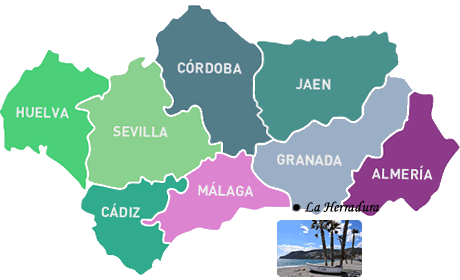 location of the herradura in the andalucia, granada map