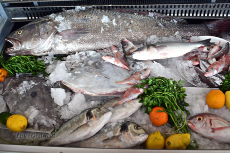 stall with fresh fish to choose from in bambu beach near motril