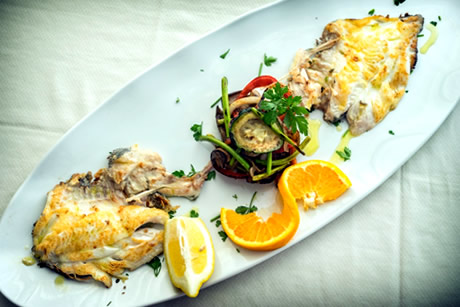fish dish in the restaurant ballena azul