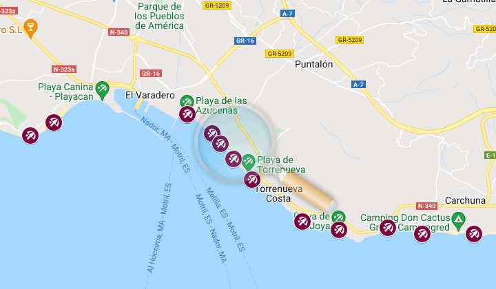 map of all beaches in motril