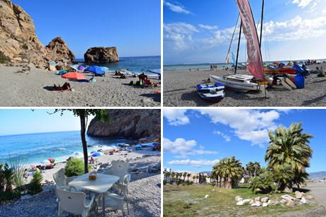 beach with wooden ship in motril