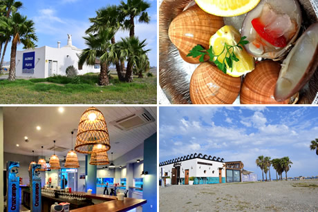 restaurant with wooden umbrelas in motril