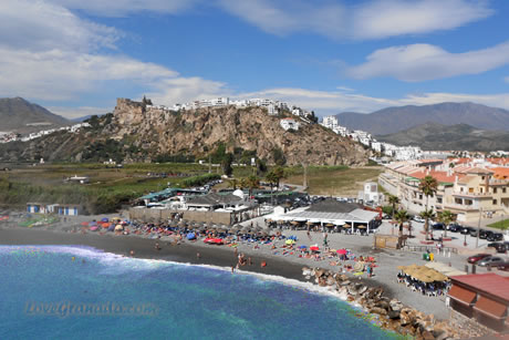 viw of salobreña old town and guardia beach