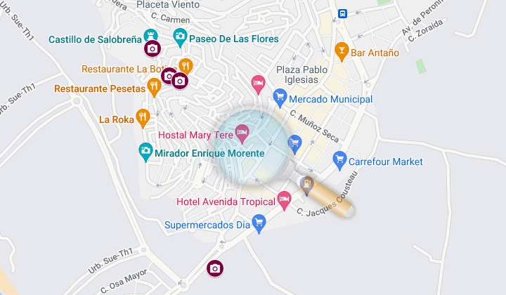 map of the places and monuments to see in salobreña