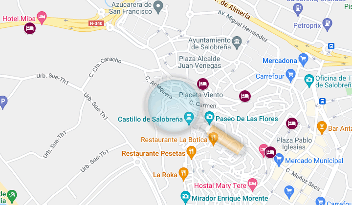 map of the best hostels in salobreña