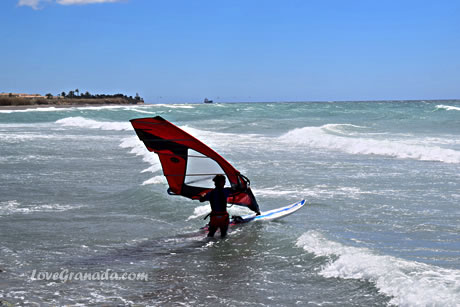 windsurf in beach punta del rio