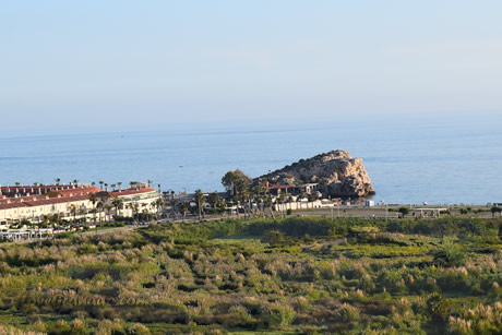view of salobreña rock from the beach