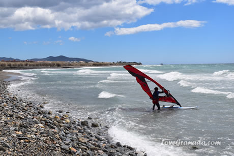 windsurfing in punta del rio beach in salobreña