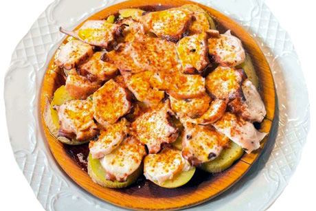 galician style octopus in fogon de galicia