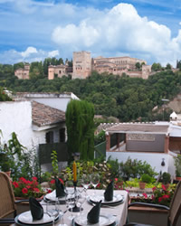 restaurant with views of the alhambra in granada