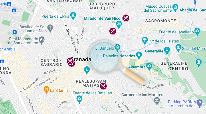 map of the location of granada restaurants