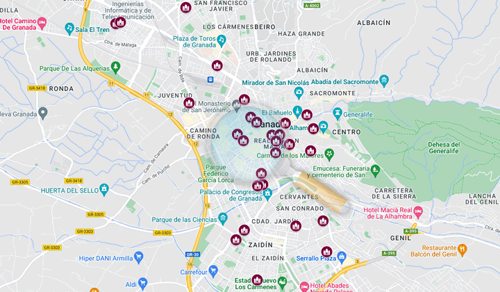 mapa de belenes de granada